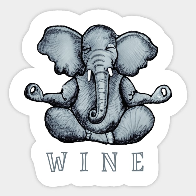Wine Yoga Elephant Sticker by TomiTee